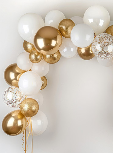 Arche de ballon de baudruche couleur or et blanc